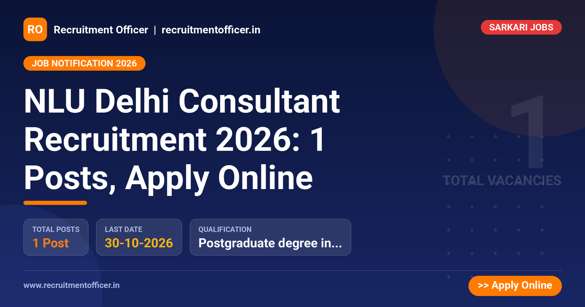 NLU Delhi Consultant Recruitment 2026: 1 Posts, Apply Online - NRAI nrai.in