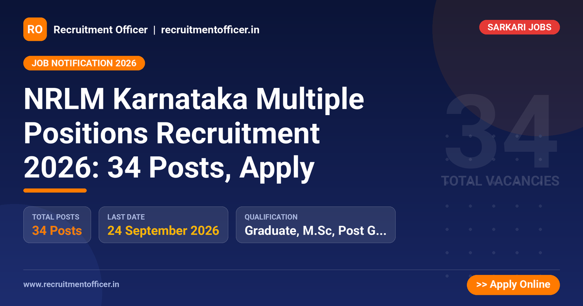 NRLM Karnataka Multiple Positions Recruitment 2026: 34 Posts, Apply 1 NRLM Karnataka Multiple Positions Recruitment 2026: 34 Posts, Apply - NRAI nrai.in