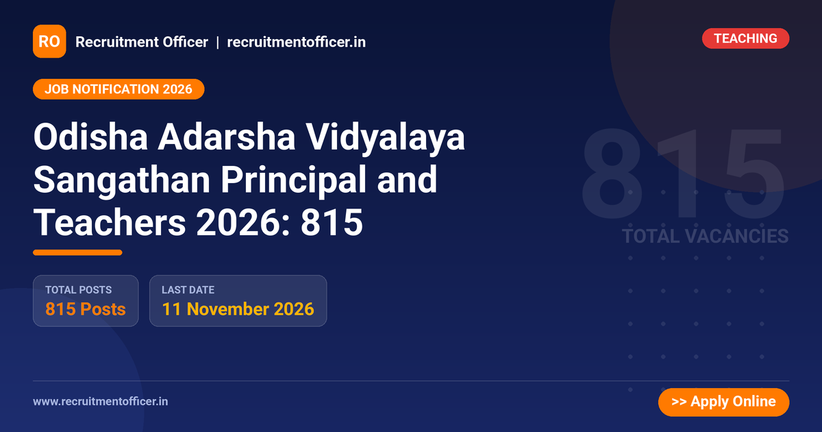 Odisha Adarsha Vidyalaya Sangathan Principal and Teachers 2026: 815 1 Odisha Adarsha Vidyalaya Sangathan Principal and Teachers 2026: 815 - NRAI nrai.in