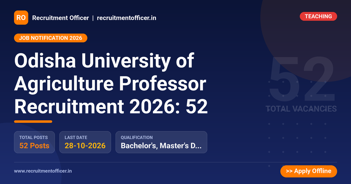 Odisha University of Agriculture Professor Recruitment 2026: 52 1 Odisha University of Agriculture Professor Recruitment 2026: 52 - NRAI nrai.in