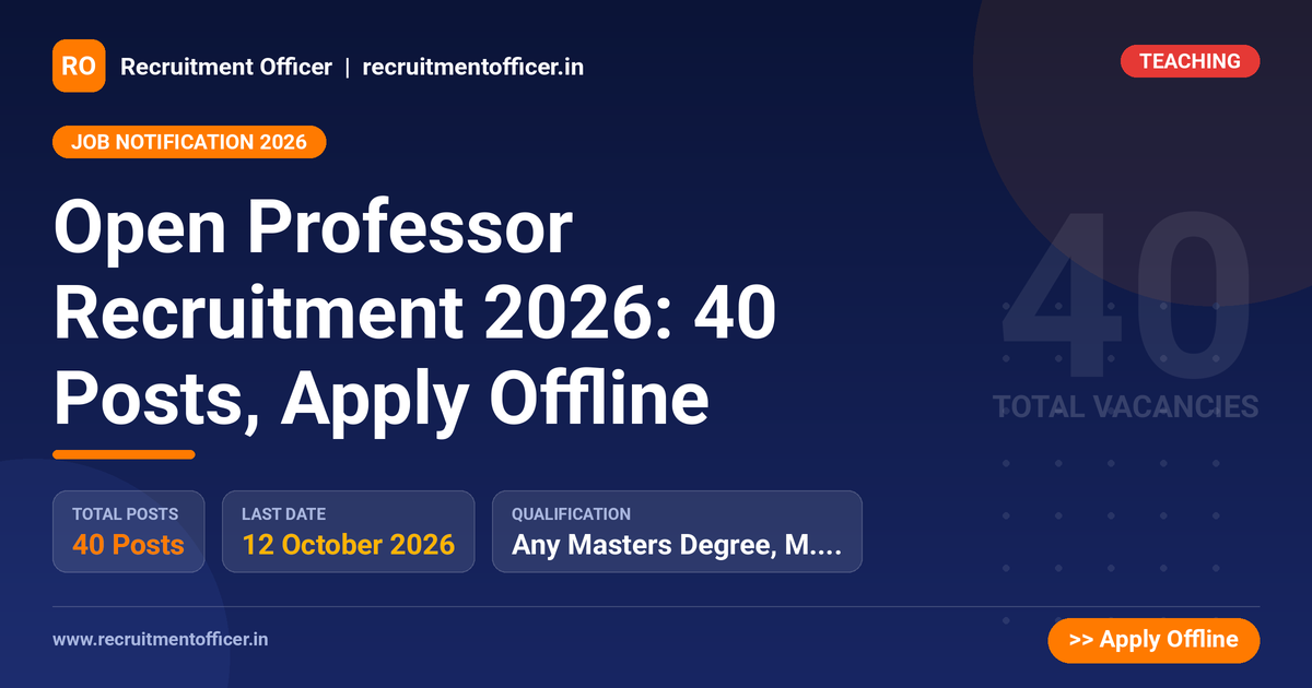 Open Professor Recruitment 2026: 40 Posts, Apply Offline 1 Open Professor Recruitment 2026: 40 Posts, Apply Offline - NRAI nrai.in
