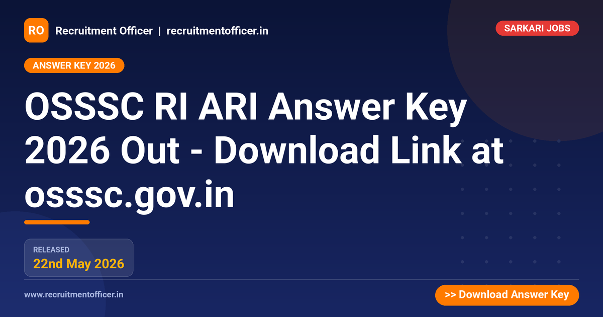 OSSSC RI ARI Answer Key 2026 Out - Download Link at osssc.gov.in - NRAI nrai.in