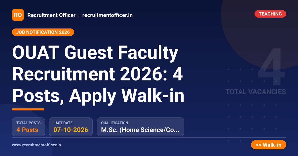 OUAT Guest Faculty Recruitment 2026: 4 Posts, Apply Walk-in 1 OUAT Guest Faculty Recruitment 2026: 4 Posts, Apply Walk-in - NRAI nrai.in