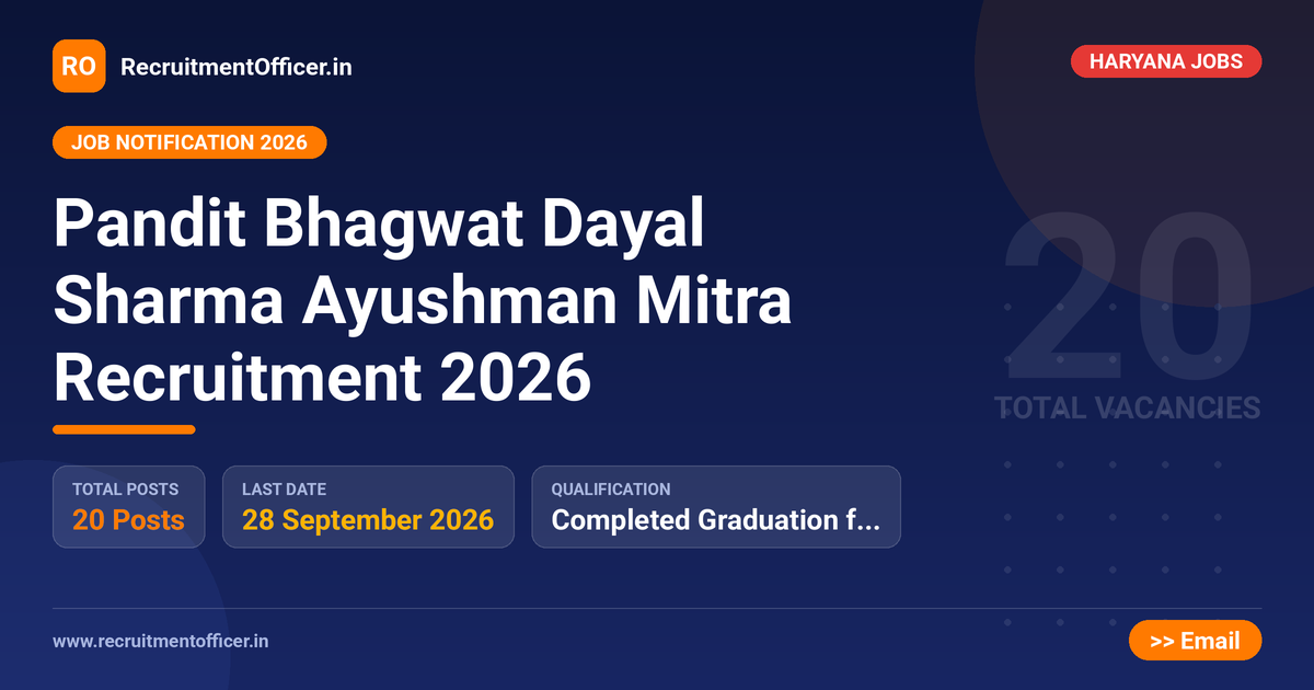 Pandit Bhagwat Dayal Sharma Ayushman Mitra Recruitment 2026 1 Pandit Bhagwat Dayal Sharma Ayushman Mitra Recruitment 2026 - RecruitmentOfficer.in