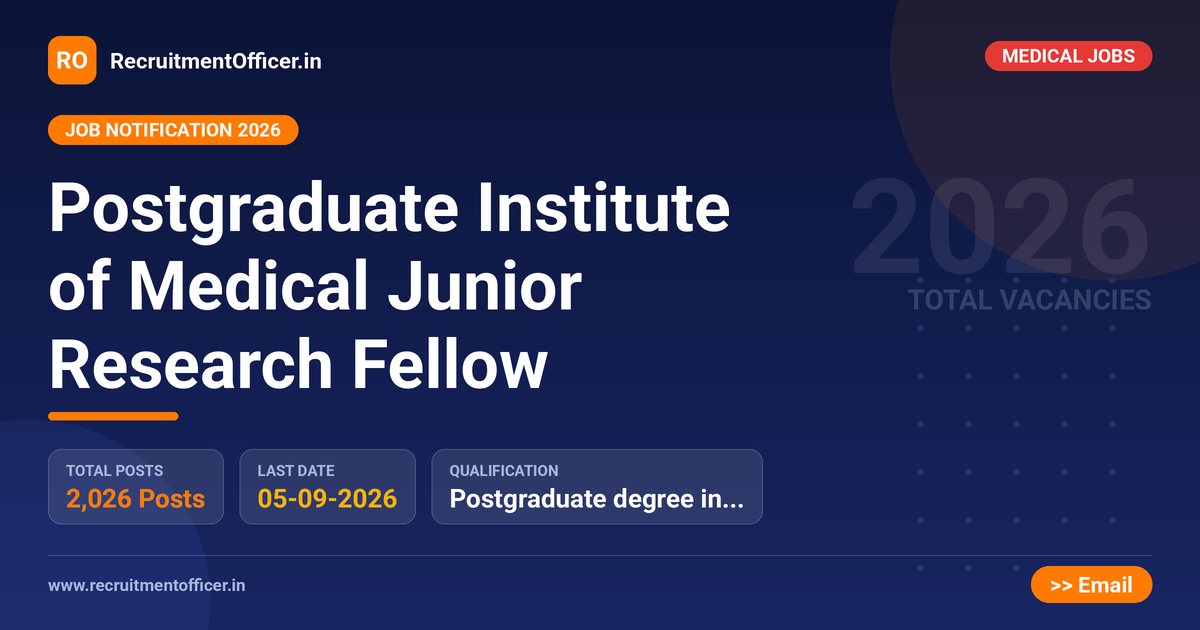 Postgraduate Institute of Medical Junior Research Fellow - RecruitmentOfficer.in