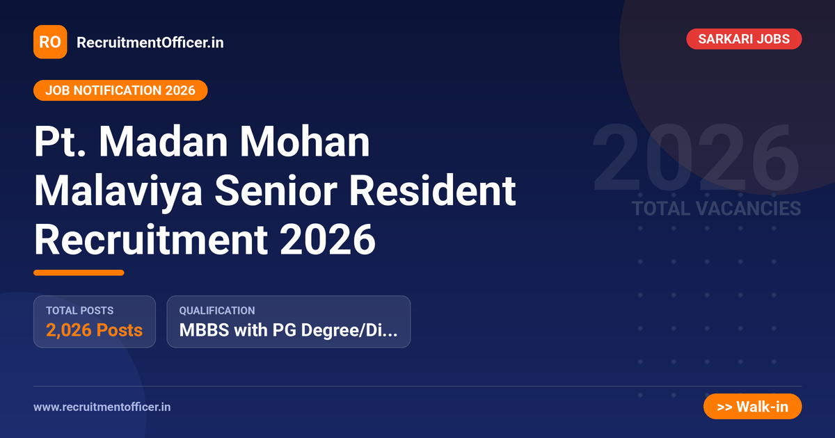 Pt. Madan Mohan Malaviya Senior Resident Recruitment 2026 1 Pt. Madan Mohan Malaviya Senior Resident Recruitment 2026 - RecruitmentOfficer.in