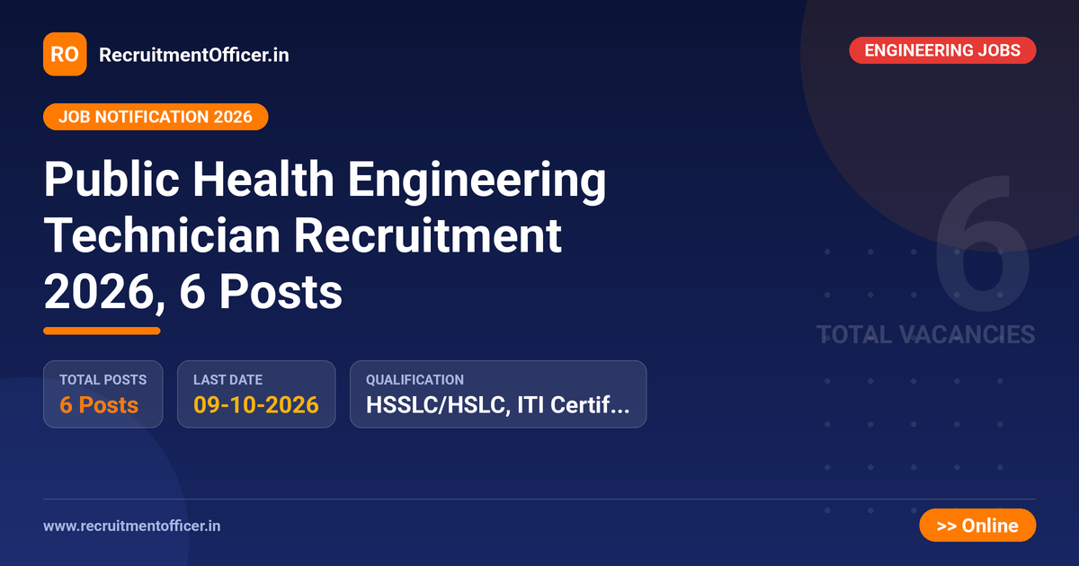 Public Health Engineering Technician Recruitment 2026, 6 Posts - RecruitmentOfficer.in