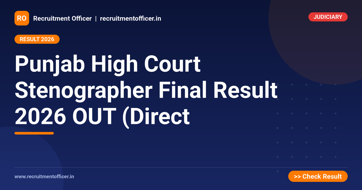 Punjab High Court Stenographer Final Result 2026 OUT (Direct - NRAI nrai.in