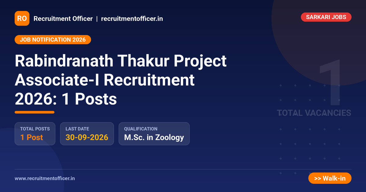 Rabindranath Thakur Project Associate-I Recruitment 2026: 1 Posts - NRAI nrai.in