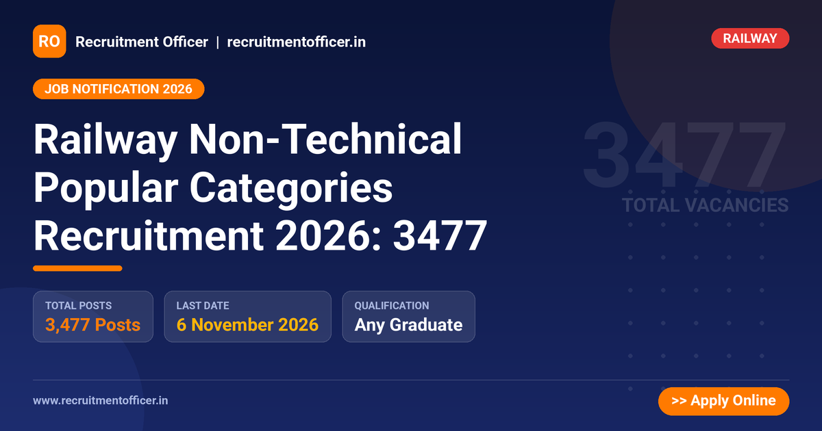 Railway Non-Technical Popular Categories Recruitment 2026: 3477 1 Railway Non-Technical Popular Categories Recruitment 2026: 3477 - NRAI nrai.in
