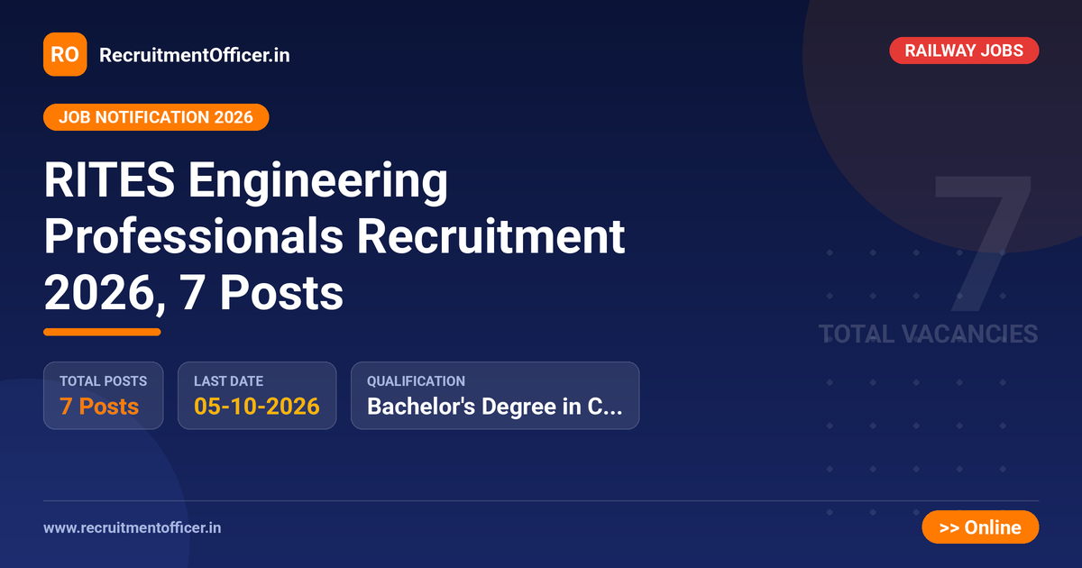 RITES Engineering Professionals Recruitment 2026, 7 Posts - RecruitmentOfficer.in