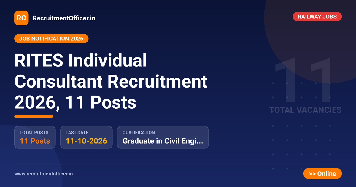 RITES Individual Consultant Recruitment 2026, 11 Posts - RecruitmentOfficer.in