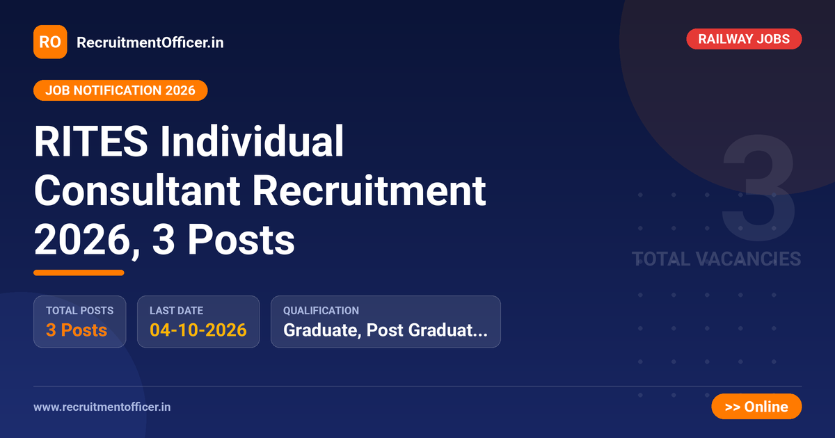 RITES Individual Consultant Recruitment 2026, 3 Posts - RecruitmentOfficer.in