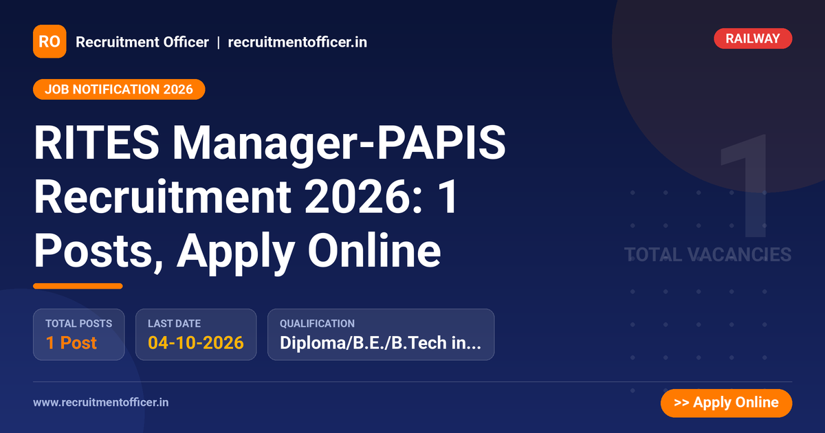 RITES Manager-PAPIS Recruitment 2026: 1 Posts, Apply Online - NRAI nrai.in