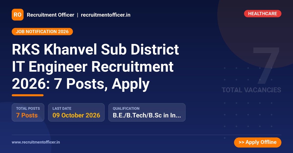 RKS Khanvel Sub District IT Engineer Recruitment 2026: 7 Posts, Apply - NRAI nrai.in