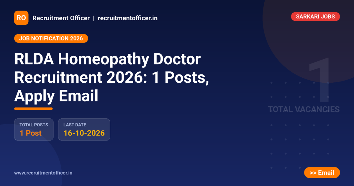 RLDA Homeopathy Doctor Recruitment 2026: 1 Posts, Apply Email - NRAI nrai.in