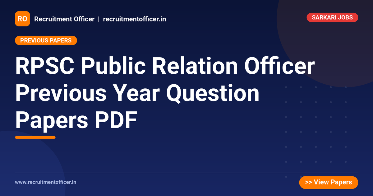 RPSC Public Relation Officer Previous Year Question Papers PDF - NRAI nrai.in