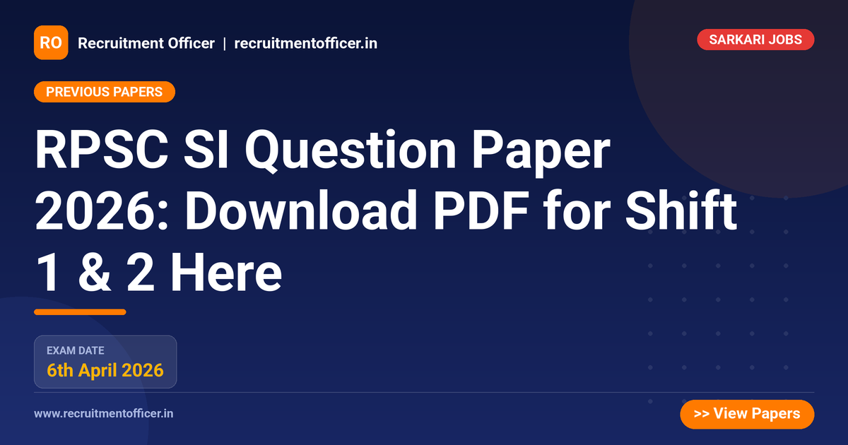 RPSC SI Question Paper 2026: Download PDF for Shift 1 & 2 Here - NRAI nrai.in