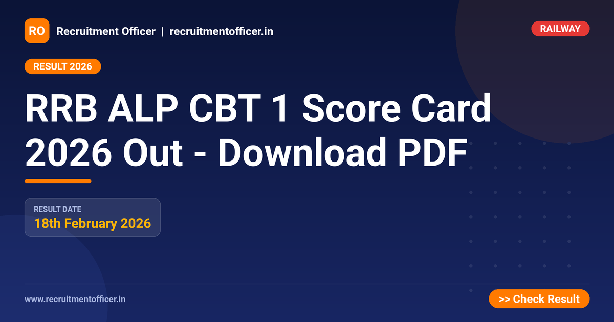 RRB ALP CBT 1 Score Card 2026 Out - Download PDF - NRAI nrai.in
