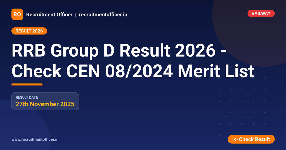 RRB Group D Result 2026 - Check CEN 08/2024 Merit List 1 RRB Group D Result 2026 - Check CEN 08/2024 Merit List - NRAI nrai.in