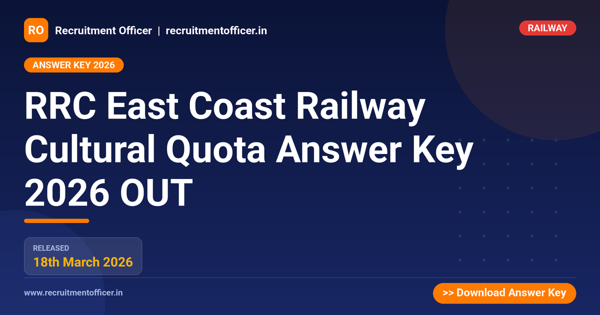 RRC East Coast Railway Cultural Quota Answer Key 2026 OUT - NRAI nrai.in
