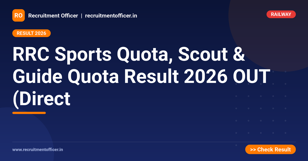 RRC Sports Quota, Scout & Guide Quota Result 2026 OUT (Direct - NRAI nrai.in
