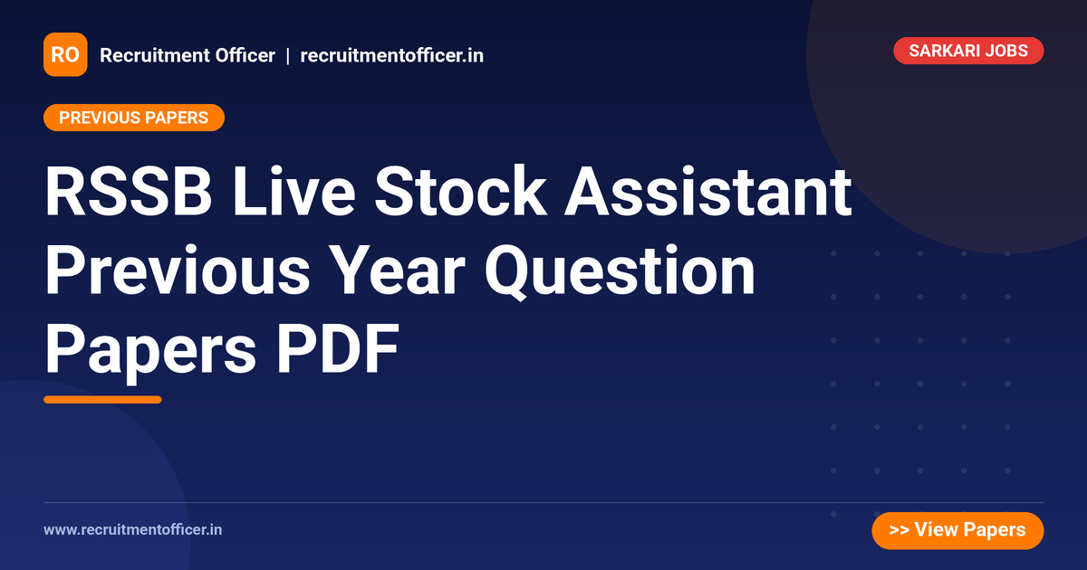 RSSB Live Stock Assistant Previous Year Question Papers PDF 1 RSSB Live Stock Assistant Previous Year Question Papers PDF - NRAI nrai.in