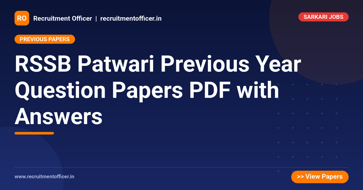 RSSB Patwari Previous Year Question Papers PDF with Answers - NRAI nrai.in