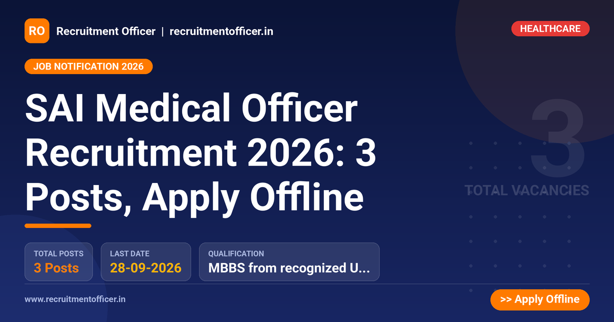 SAI Medical Officer Recruitment 2026: 3 Posts, Apply Offline 1 SAI Medical Officer Recruitment 2026: 3 Posts, Apply Offline - NRAI nrai.in