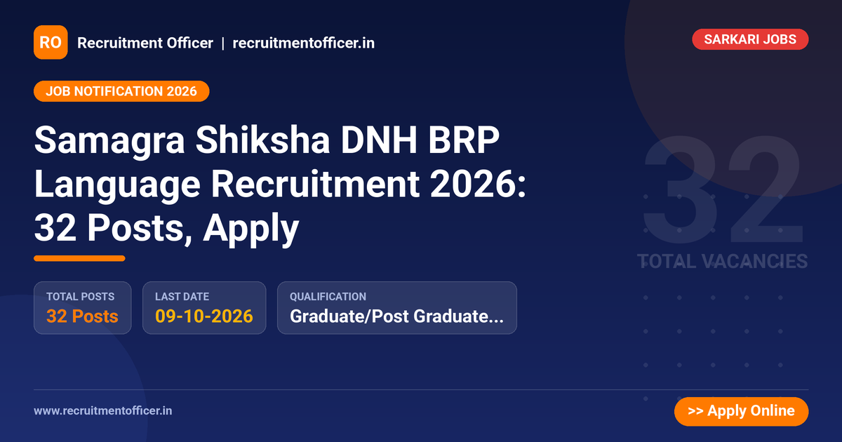 Samagra Shiksha DNH BRP Language Recruitment 2026: 32 Posts, Apply 1 Samagra Shiksha DNH BRP Language Recruitment 2026: 32 Posts, Apply - NRAI nrai.in
