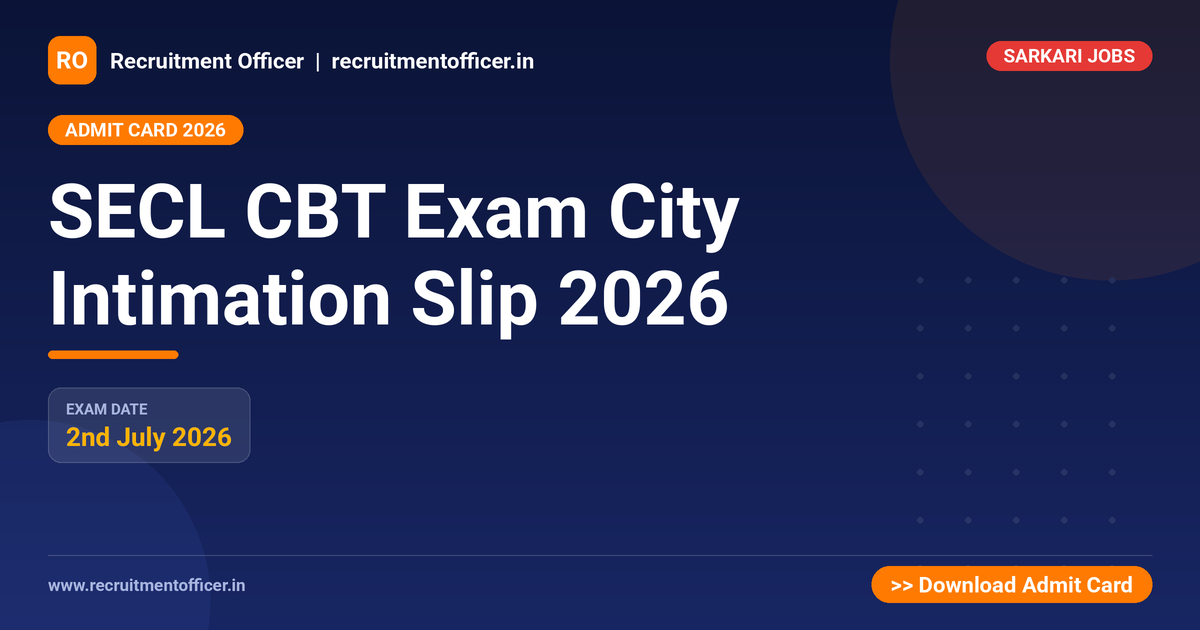 SECL CBT Exam City Intimation Slip 2026 1 SECL CBT Exam City Intimation Slip 2026 - NRAI nrai.in
