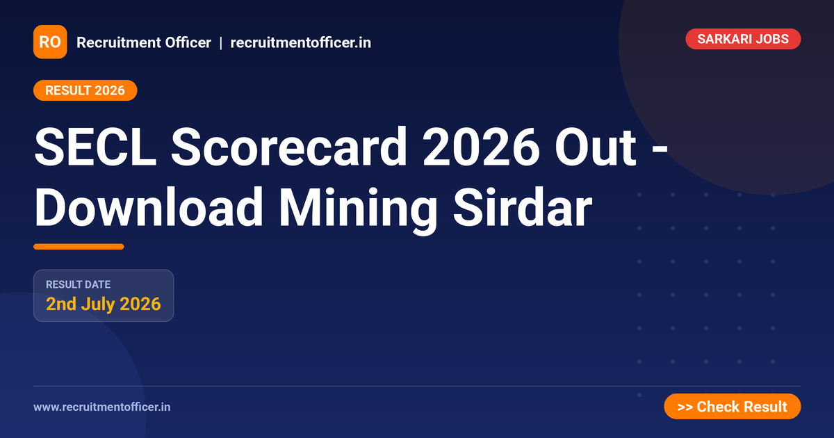 SECL Scorecard 2026 Out - Download Mining Sirdar - NRAI nrai.in
