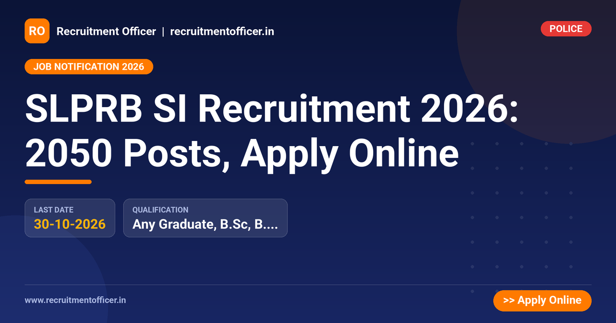 SLPRB SI Recruitment 2026: 2050 Posts, Apply Online 1 SLPRB SI Recruitment 2026: 2050 Posts, Apply Online - NRAI nrai.in