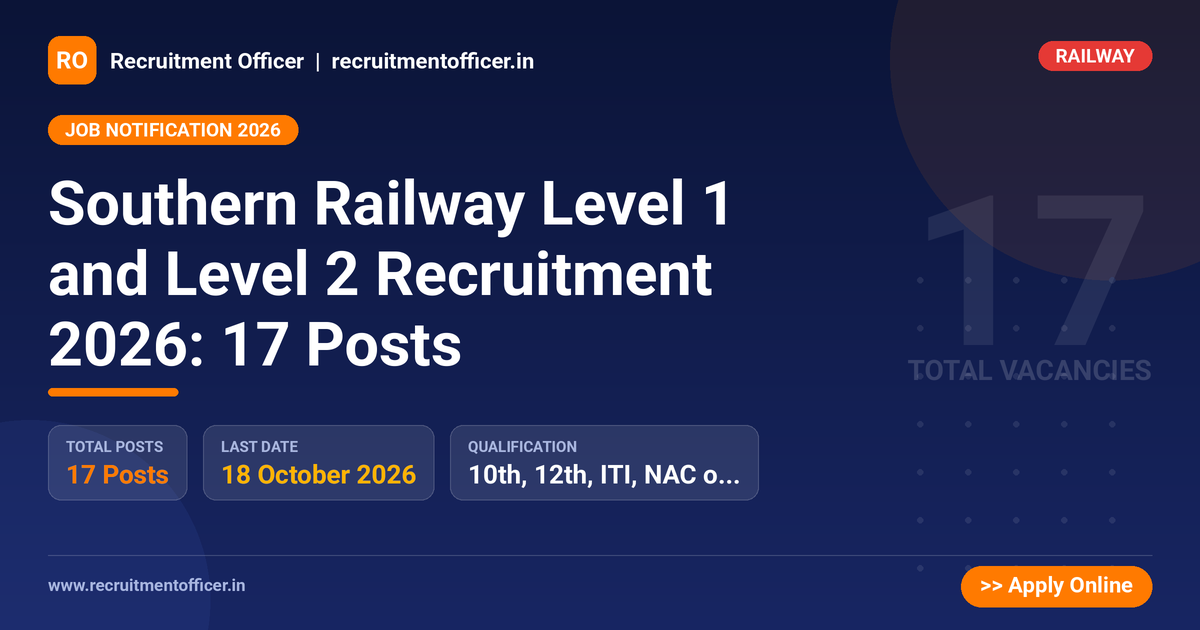 Southern Railway Level 1 and Level 2 Recruitment 2026: 17 Posts 1 Southern Railway Level 1 and Level 2 Recruitment 2026: 17 Posts - NRAI nrai.in