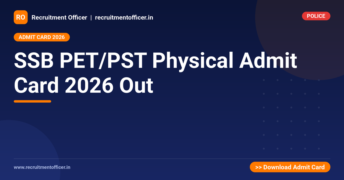 SSB PET/PST Physical Admit Card 2026 Out - NRAI nrai.in