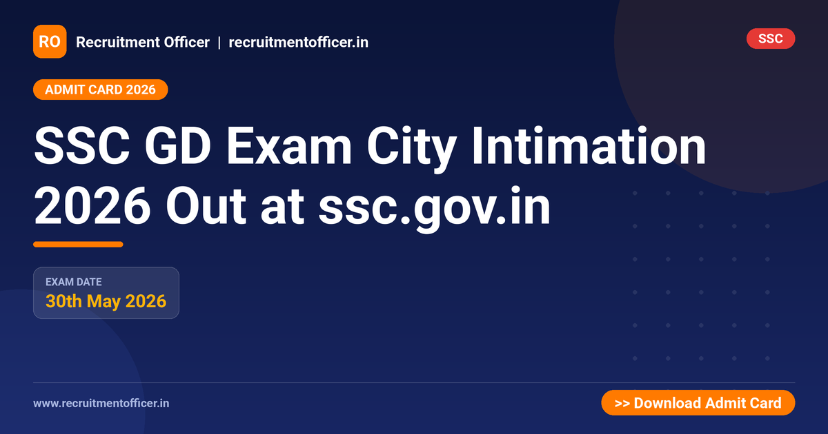 SSC GD Exam City Intimation 2026 Out at ssc.gov.in - NRAI nrai.in