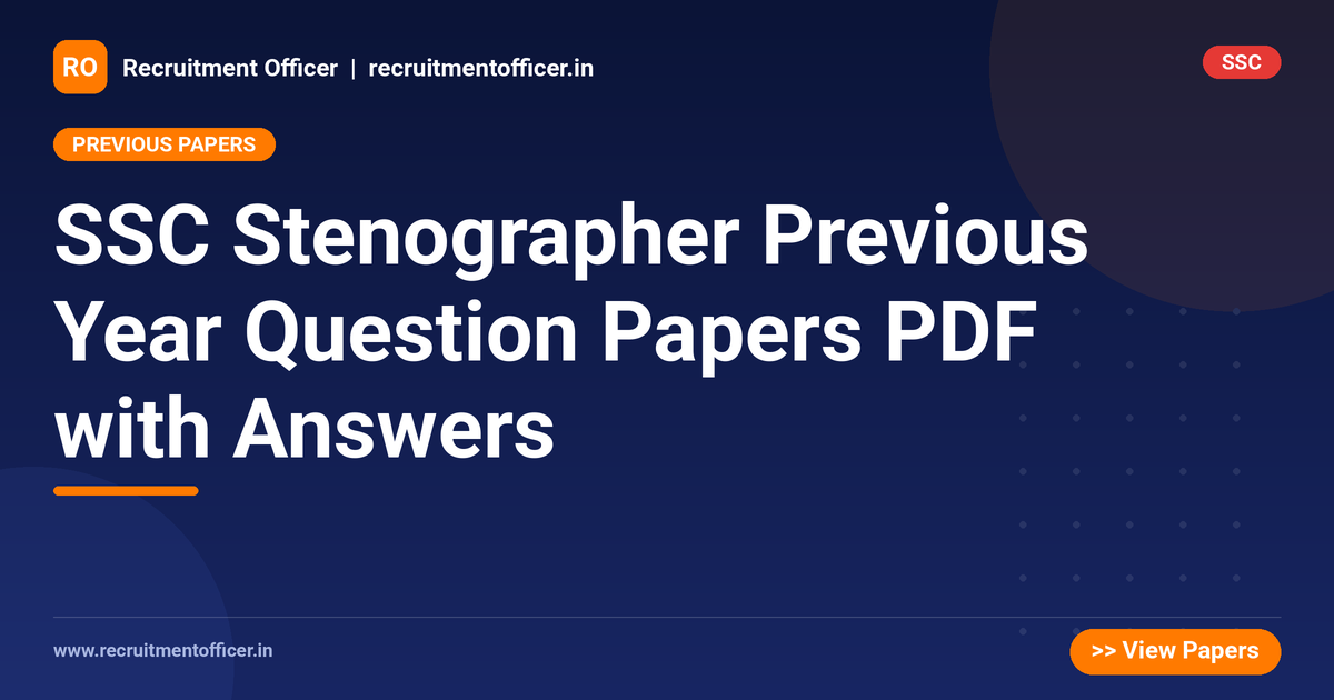 SSC Stenographer Previous Year Question Papers PDF with Answers - NRAI nrai.in