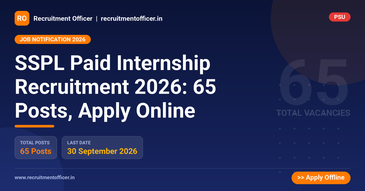 SSPL Paid Internship Recruitment 2026: 65 Posts, Apply Online 1 SSPL Paid Internship Recruitment 2026: 65 Posts, Apply Online - NRAI nrai.in