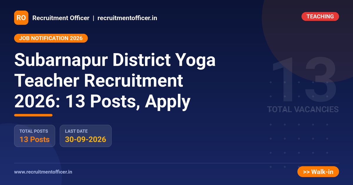 Subarnapur District Yoga Teacher Recruitment 2026: 13 Posts, Apply 1 Subarnapur District Yoga Teacher Recruitment 2026: 13 Posts, Apply - NRAI nrai.in