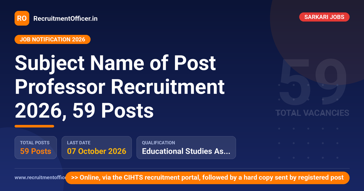 Subject Name of Post Professor Recruitment 2026, 59 Posts 1 Subject Name of Post Professor Recruitment 2026, 59 Posts - RecruitmentOfficer.in
