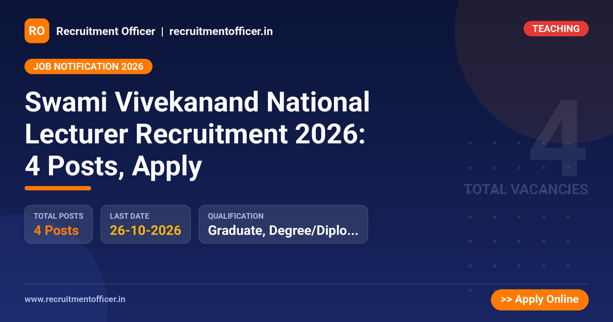 Swami Vivekanand National Lecturer Recruitment 2026: 4 Posts, Apply 1 Swami Vivekanand National Lecturer Recruitment 2026: 4 Posts, Apply - NRAI nrai.in