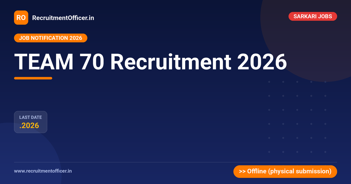 TEAM 70 Recruitment 2026 - RecruitmentOfficer.in