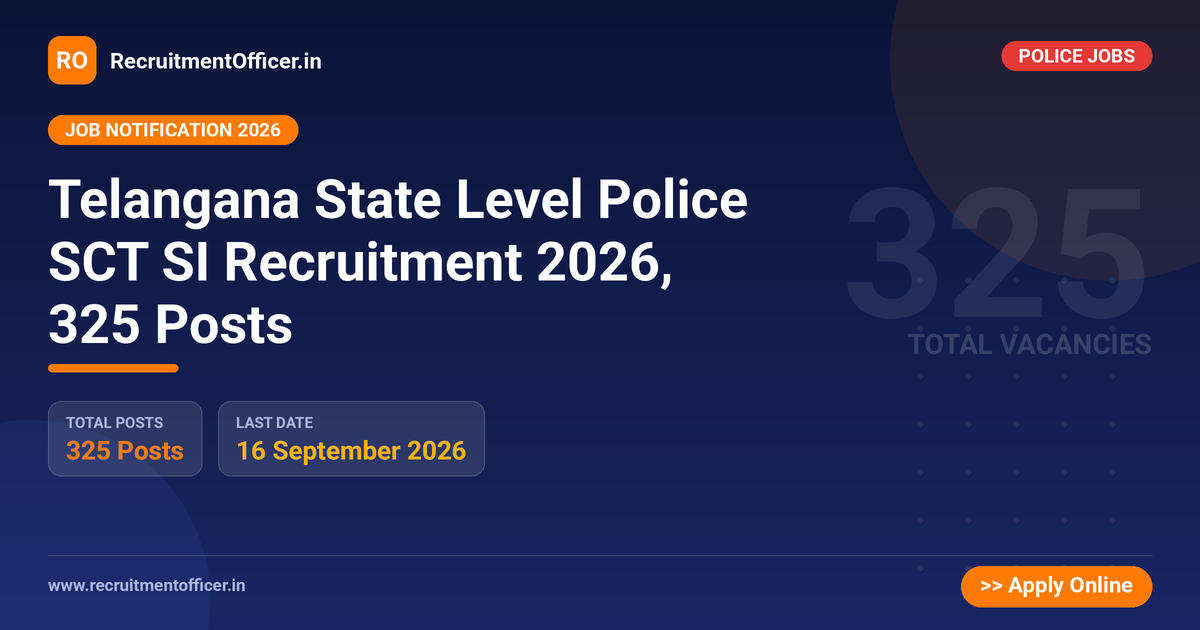 Telangana State Level Police SCT SI Recruitment 2026, 325 Posts 1 Telangana State Level Police SCT SI Recruitment 2026, 325 Posts - RecruitmentOfficer.in