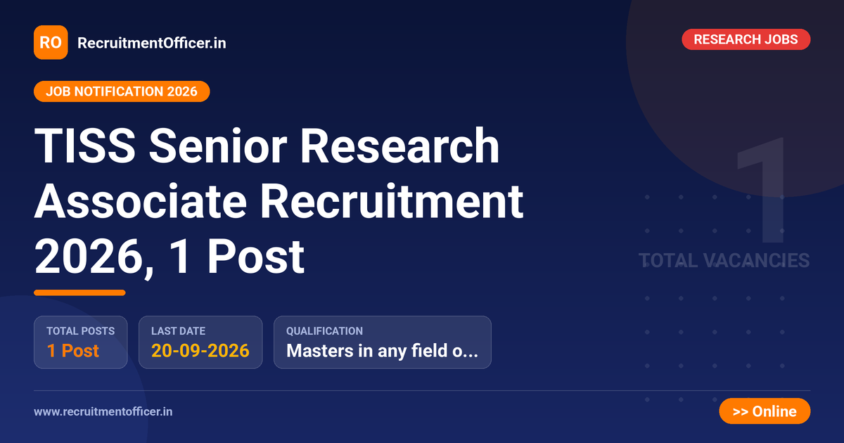 TISS Senior Research Associate Recruitment 2026, 1 Post - RecruitmentOfficer.in