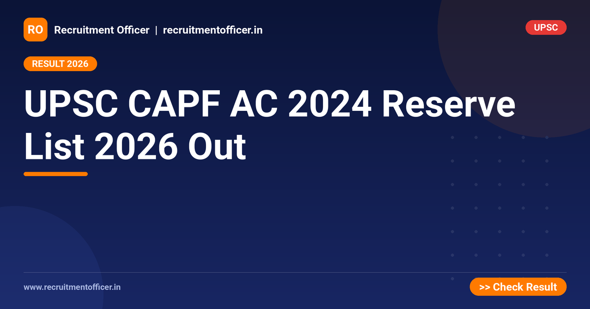 UPSC CAPF AC 2024 Reserve List 2026 Out - NRAI nrai.in