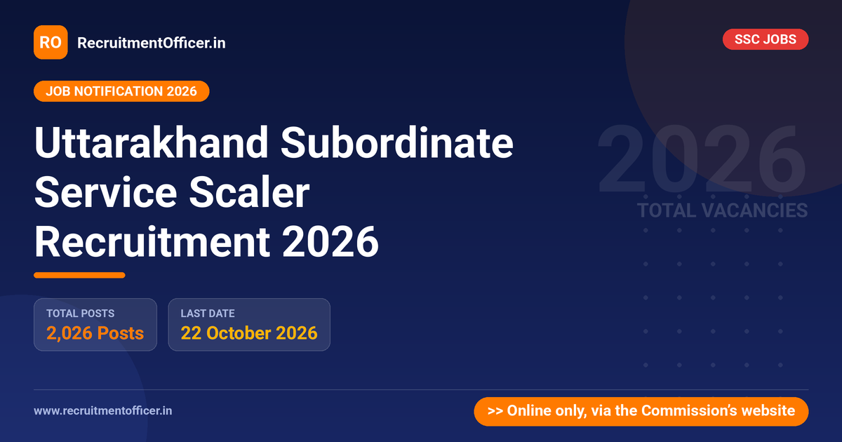 Uttarakhand Subordinate Service Scaler Recruitment 2026 1 Uttarakhand Subordinate Service Scaler Recruitment 2026 - RecruitmentOfficer.in