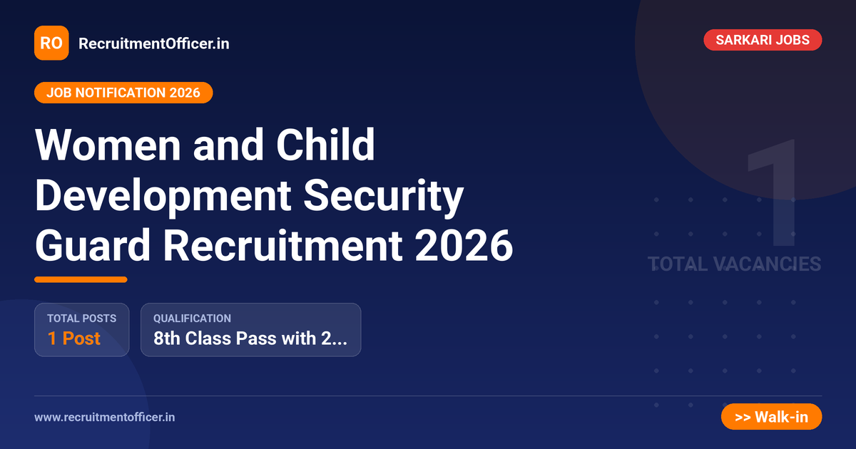 Women and Child Development Security Guard Recruitment 2026 - RecruitmentOfficer.in