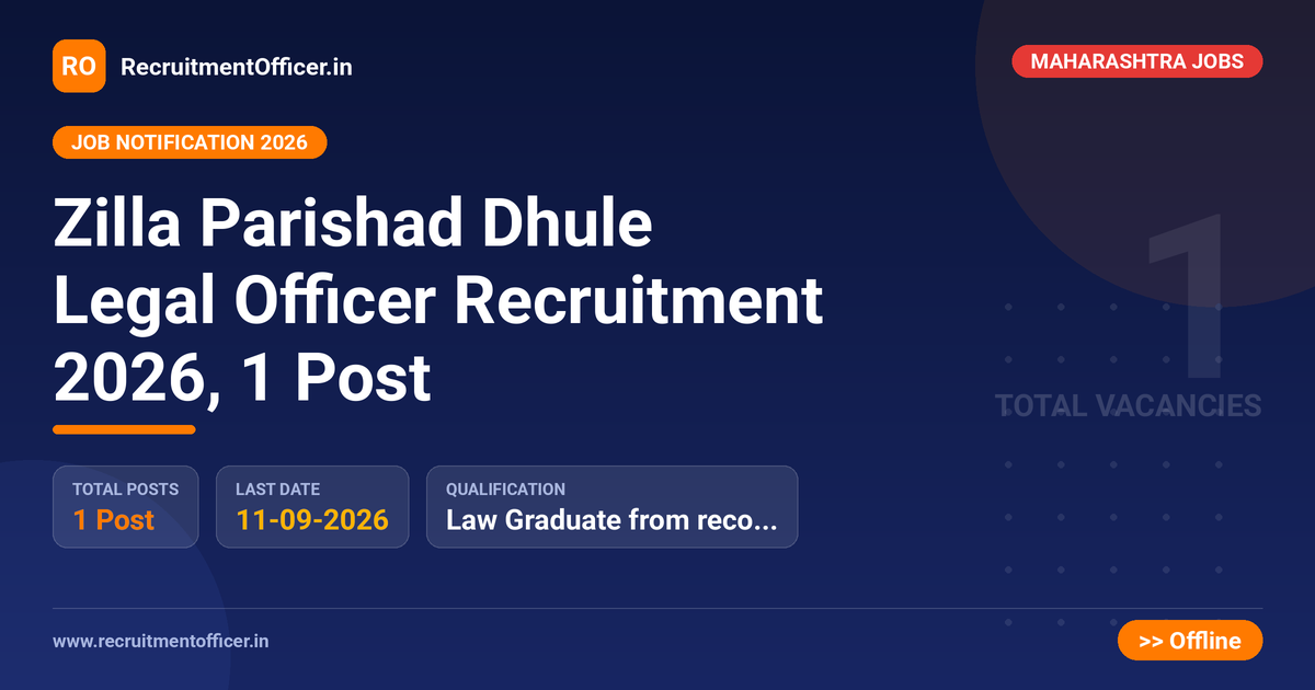 Zilla Parishad Dhule Legal Officer Recruitment 2026, 1 Post - RecruitmentOfficer.in