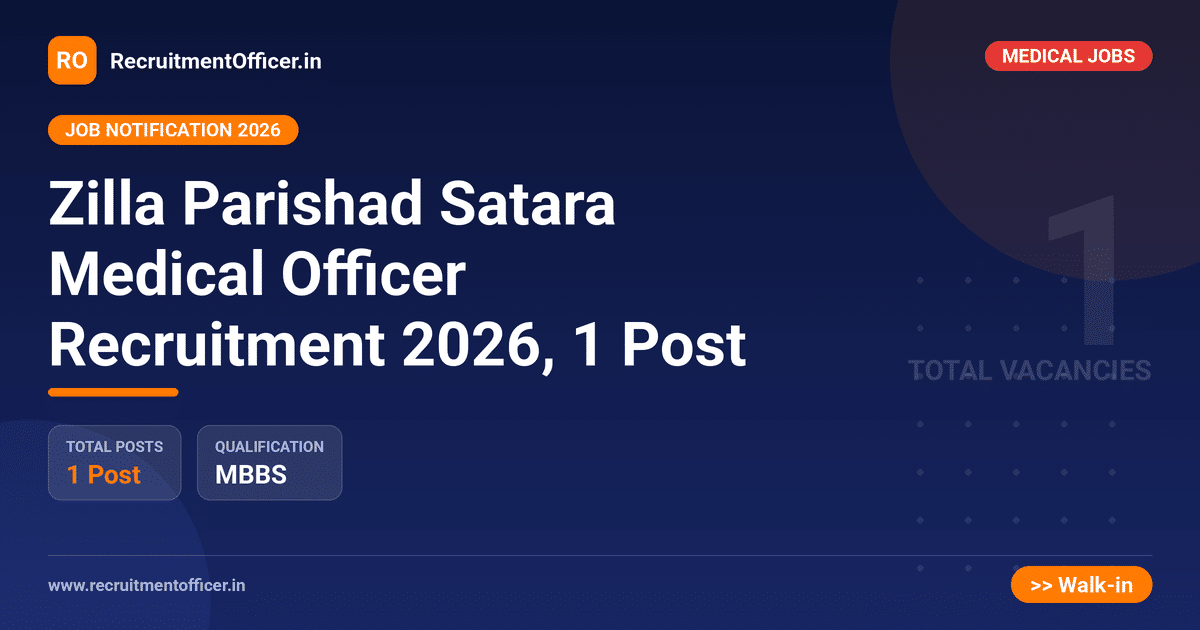 Zilla Parishad Satara Medical Officer Recruitment 2026, 1 Post - RecruitmentOfficer.in