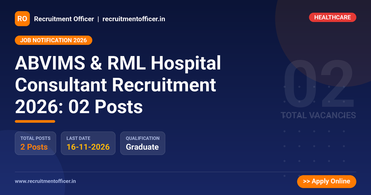 ABVIMS & RML Hospital Consultant Recruitment 2026: 02 Posts 1 ABVIMS & RML Hospital Consultant Recruitment 2026: 02 Posts - Recruitment Officer